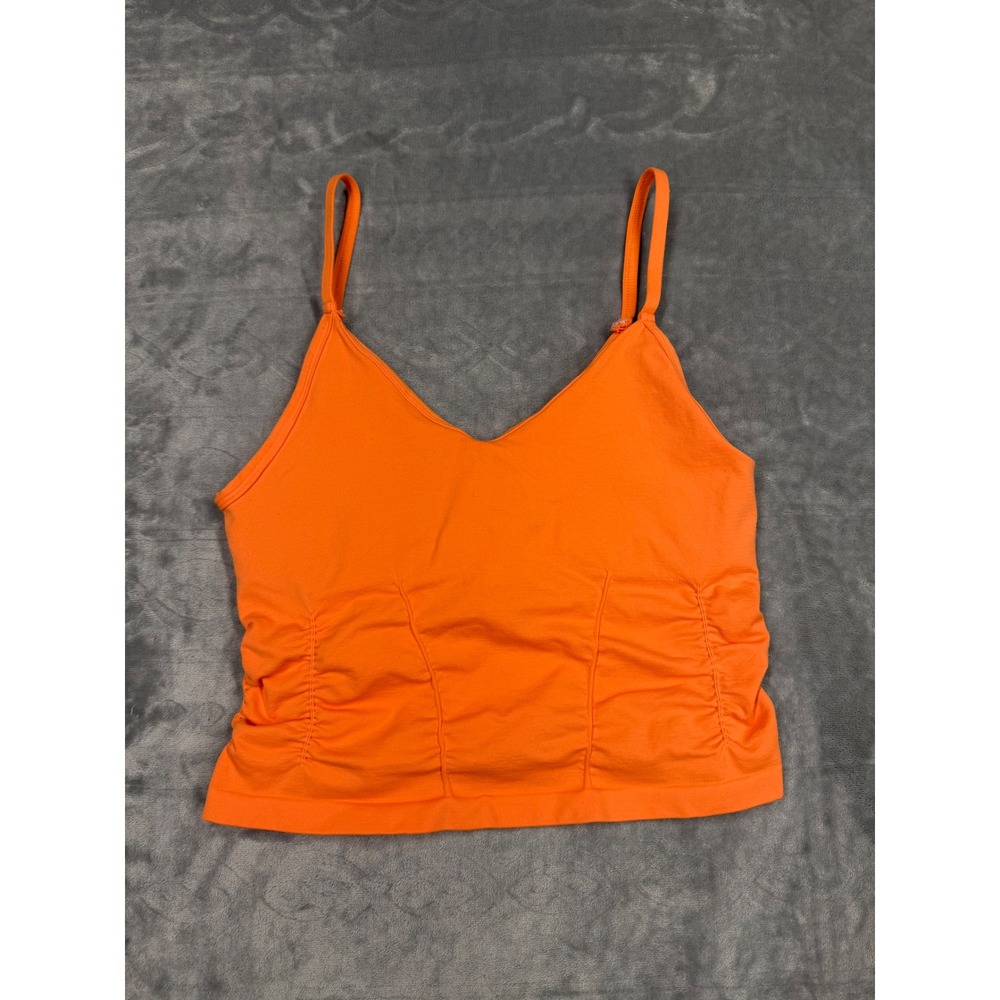 Free People Movement Orange Ruched Seamless Crop Cami Tank Top M/L